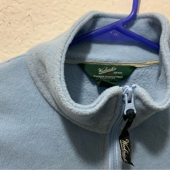 Woolrich Full Zip light Blue Fleece with Pockets - Size M Petite - Picture 6 of 9